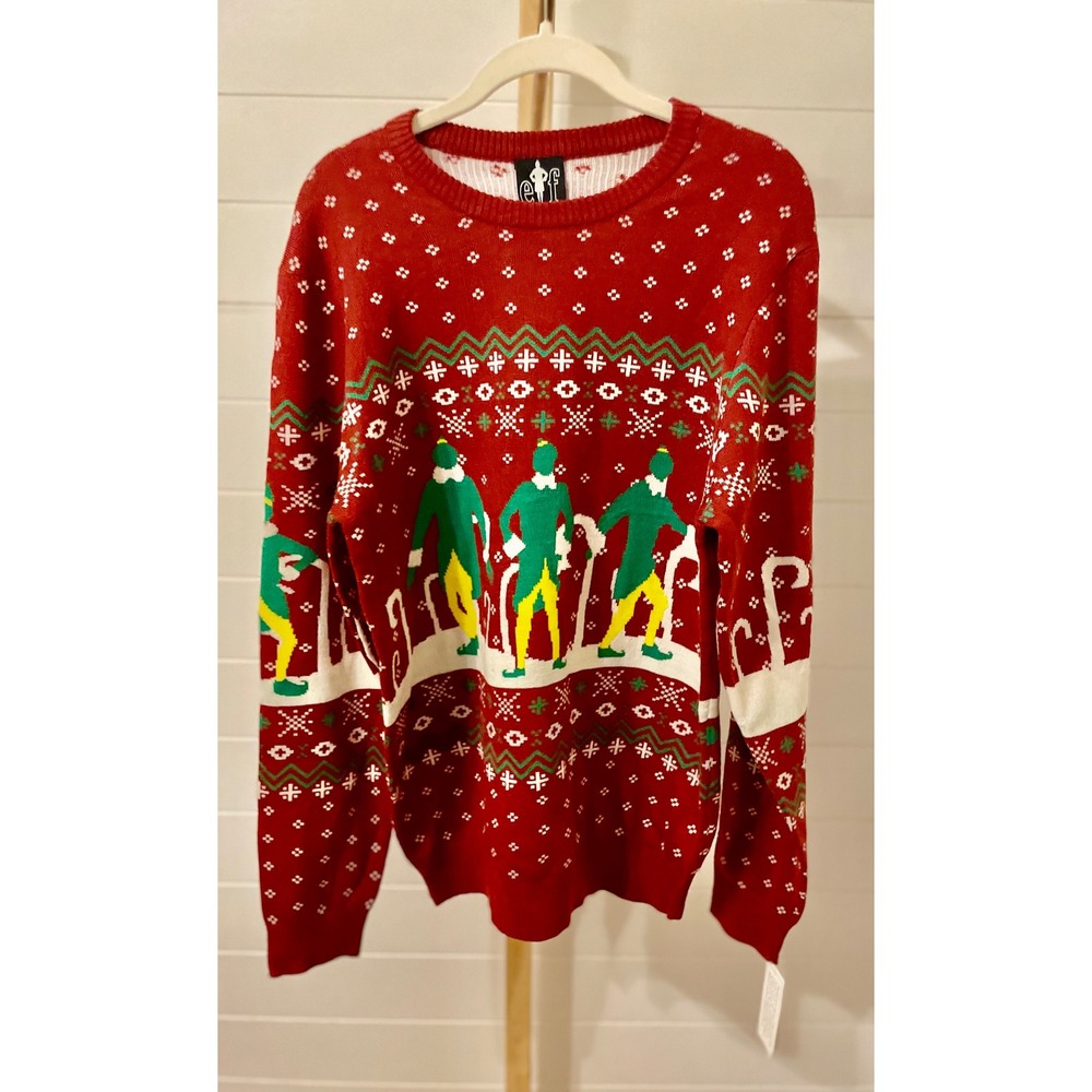 Elf The Movie Ugly Christmas‎ Sweater Men's Size S Buddy The Elf Holiday Knit